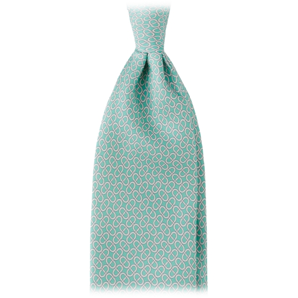 Viola Milano - Maillon Selftipped Italian Silk Tie - Menthol Mix - Handmade in Italy - Luxury Exclusive Collection