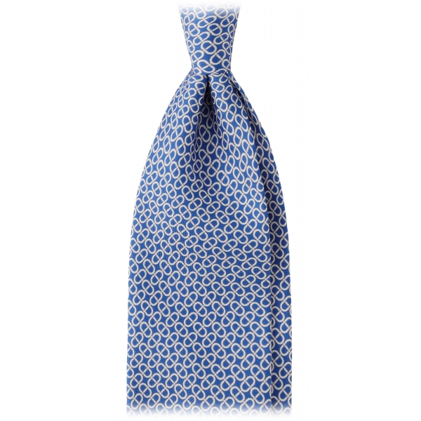 Viola Milano - Maillon Selftipped Italian Silk Tie - Navy/White - Handmade in Italy - Luxury Exclusive Collection