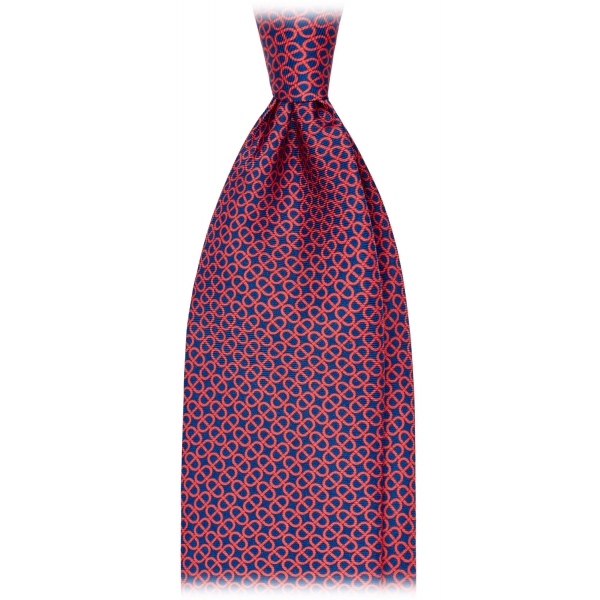 Viola Milano - Maillon Selftipped Italian Silk Tie - Navy/Wine - Handmade in Italy - Luxury Exclusive Collection