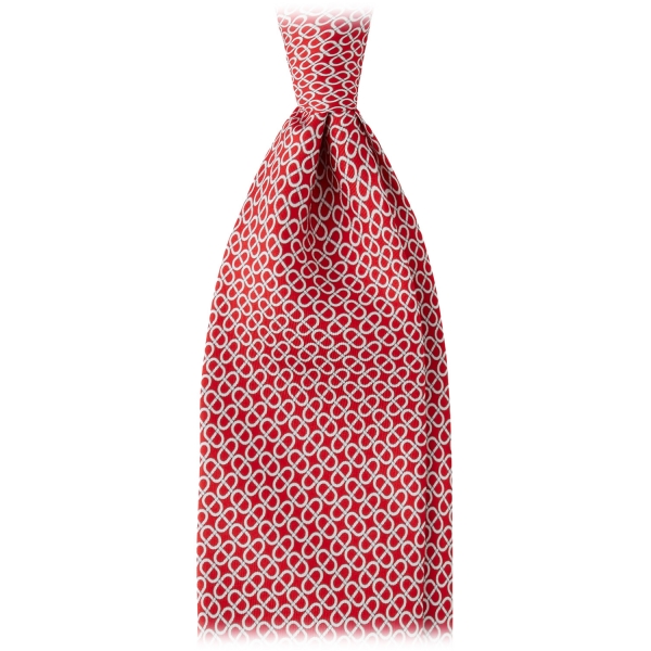 Viola Milano - Maillon Selftipped Italian Silk Tie - Red/White - Handmade in Italy - Luxury Exclusive Collection