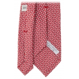 Viola Milano - Maillon Selftipped Italian Silk Tie - Red/White - Handmade in Italy - Luxury Exclusive Collection