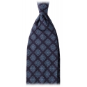 Viola Milano - Medallion Archive Vintage Handrolled Woven Silk Tie - Navy/Sea - Handmade in Italy - Luxury Exclusive Collection