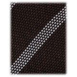 Viola Milano - Melange Stripe 3-fold Grenadine Tie - Brown/White - Handmade in Italy - Luxury Exclusive Collection