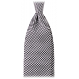 Viola Milano - Micro Cross Woven Silk Jacquard Tie - Black/White - Handmade in Italy - Luxury Exclusive Collection