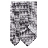 Viola Milano - Micro Cross Woven Silk Jacquard Tie - Black/White - Handmade in Italy - Luxury Exclusive Collection