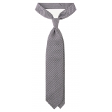 Viola Milano - Micro Cross Woven Silk Jacquard Tie - Black/White - Handmade in Italy - Luxury Exclusive Collection