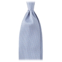 Viola Milano - Micro Cross Woven Silk Jacquard Tie - Light Blue/White - Handmade in Italy - Luxury Exclusive Collection