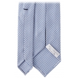 Viola Milano - Micro Cross Woven Silk Jacquard Tie - Light Blue/White - Handmade in Italy - Luxury Exclusive Collection