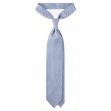 Viola Milano - Micro Cross Woven Silk Jacquard Tie - Light Blue/White - Handmade in Italy - Luxury Exclusive Collection