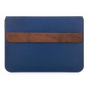 Woodcessories - Walnut / Blue Navy Leather / MacBook Bag - MacBook 13 Air - Eco Pouch Case - Wooden MacBook Bag