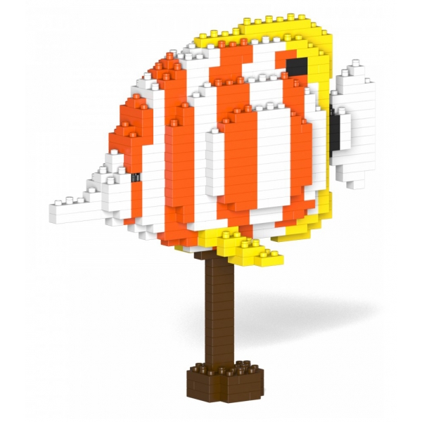 Jekca - Copper Banded Butterflyfish 01S - Lego - Sculpture - Construction - 4D - Brick Animals - Toys