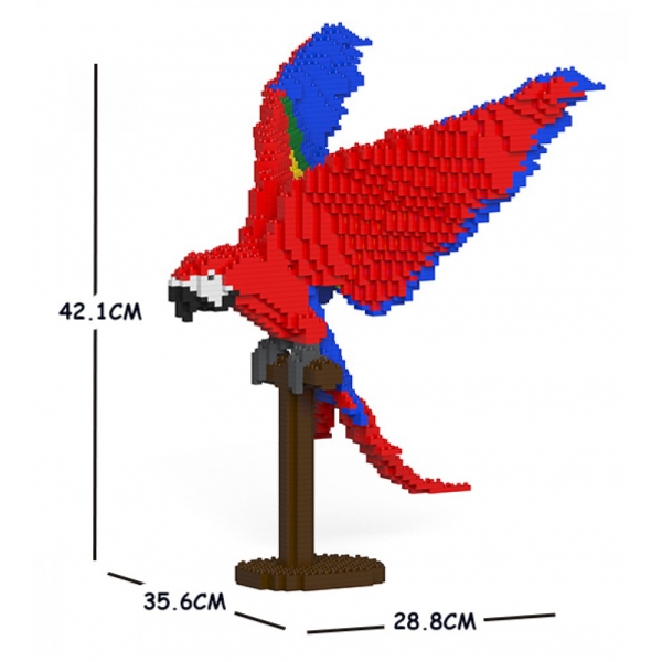 Jekca - Scarlet Macaw 02S - Lego - Sculpture - Construction - 4D - Brick Animals - Toys