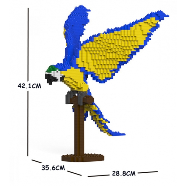 Jekca - Blue-and-Gold Macaw 02S - Lego - Scultura - Costruzione - 4D - Animali di Mattoncini - Toys