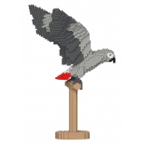 Jekca - African Grey 02S - Lego - Sculpture - Construction - 4D - Brick Animals - Toys