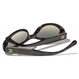 Chanel - Occhiali da Sole Ovali - Marrone Grigio Sfumate - Chanel Eyewear