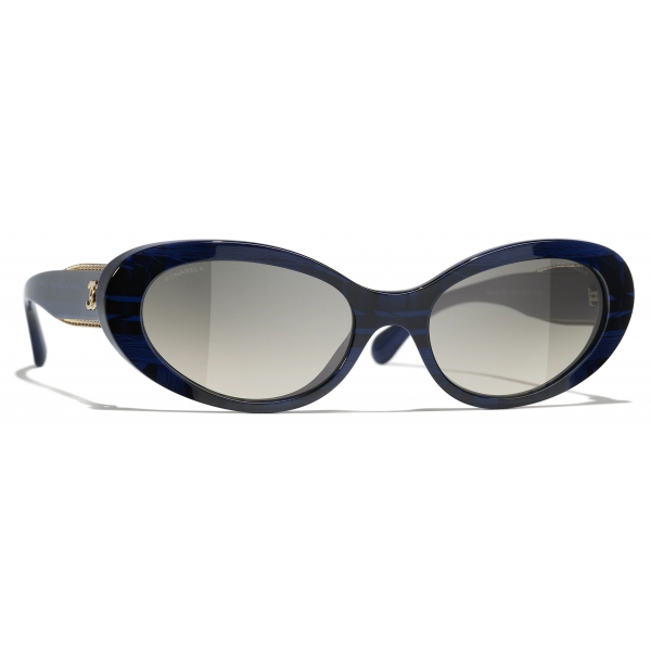 Chanel - Occhiali da Sole Ovali - Blu Grigio Sfumate - Chanel Eyewear