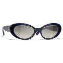 Chanel - Oval Sunglasses - Blue Gray Gradient - Chanel Eyewear