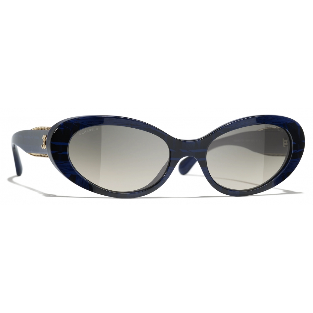Chanel - Oval Sunglasses - Blue Gray Gradient - Chanel Eyewear - Avvenice