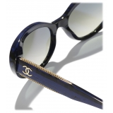 Chanel - Occhiali da Sole Ovali - Blu Grigio Sfumate - Chanel Eyewear