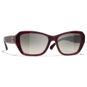 Chanel - Occhiali da Sole a Farfalla - Rosso Grigio Sfumate - Chanel Eyewear