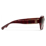 Chanel - Occhiali da Sole a Farfalla - Rosso Grigio Sfumate - Chanel Eyewear