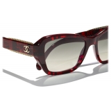 Chanel - Occhiali da Sole a Farfalla - Rosso Grigio Sfumate - Chanel Eyewear