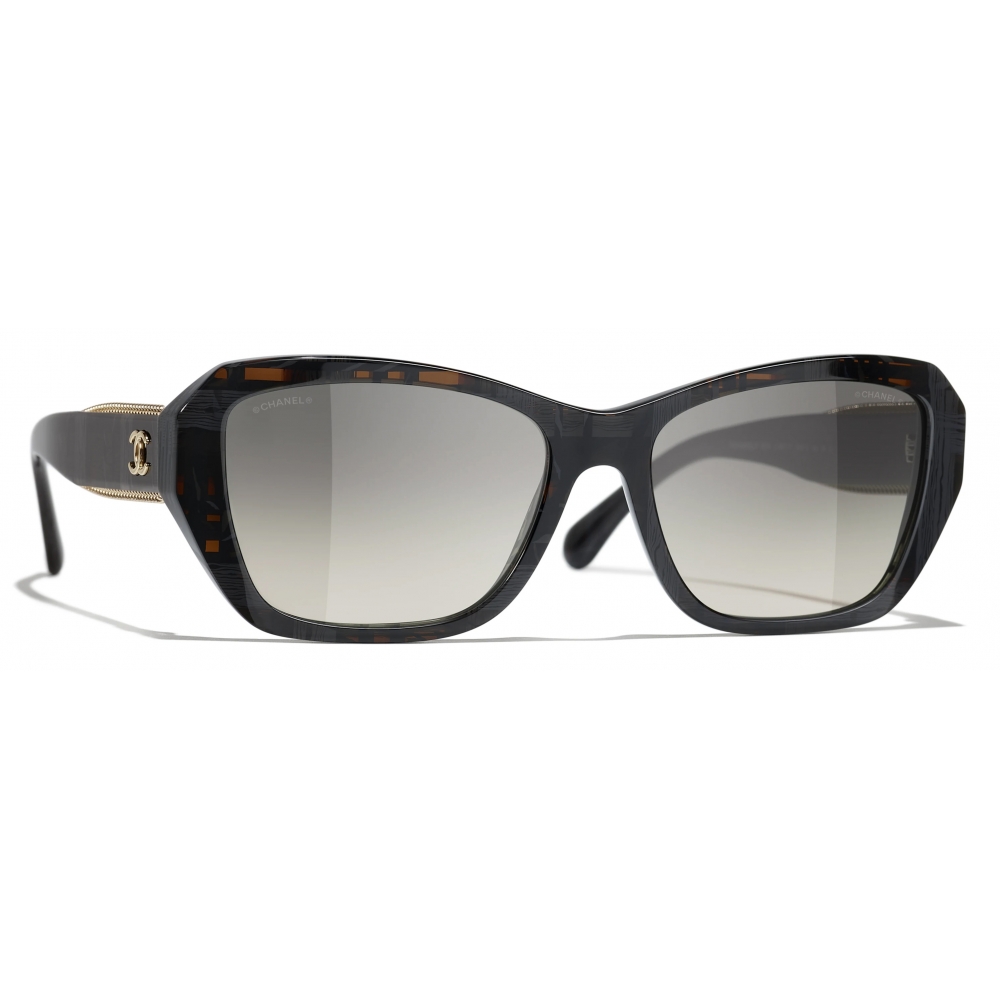 Chanel - Butterfly Sunglasses - Black Gold Gray Gradient - Chanel