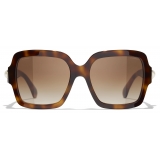 Chanel - Occhiali da Sole Quadrati - Tartaruga Scuro Marrone Sfumate - Chanel Eyewear