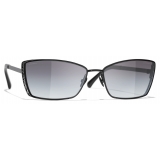 Chanel - Occhiali da Sole Rettangolari - Nero Grigio Sfumate - Chanel Eyewear