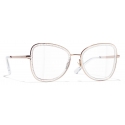 Chanel - Occhiali da Vista Quadrata - Beige Oro Rosa - Chanel Eyewear