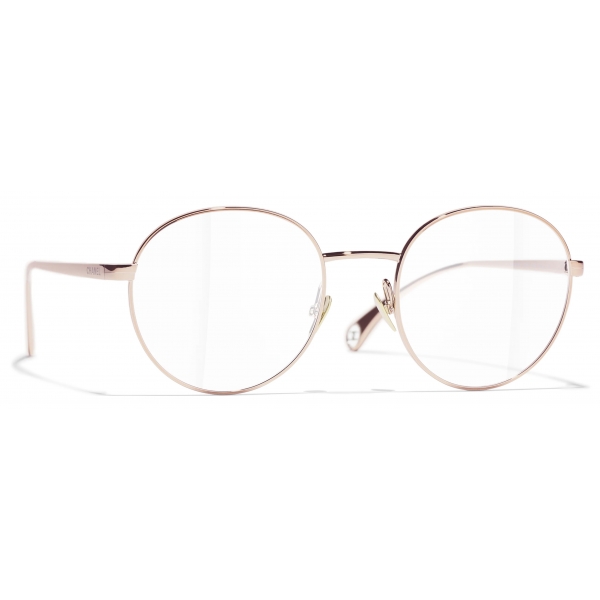 Chanel - Occhiali da Vista Ovali - Beige Rosa Oro - Chanel Eyewear