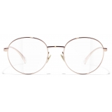 Chanel - Occhiali da Vista Ovali - Beige Rosa Oro - Chanel Eyewear