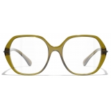 Chanel - Occhiali da Vista Quadrata - Oliva - Chanel Eyewear