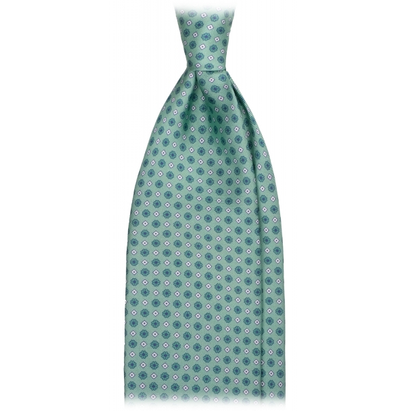 Viola Milano - Micro Floral Selftipped Italian Silk Tie - Menthol - Handmade in Italy - Luxury Exclusive Collection