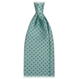 Viola Milano - Micro Floral Selftipped Italian Silk Tie - Menthol - Handmade in Italy - Luxury Exclusive Collection