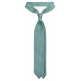 Viola Milano - Micro Floral Selftipped Italian Silk Tie - Menthol - Handmade in Italy - Luxury Exclusive Collection