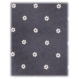 Viola Milano - Micro Floral Selftipped Silk Tie - Grey - Handmade in Italy - Luxury Exclusive Collection