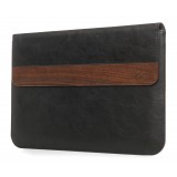 Woodcessories - Walnut / Black Leather / MacBook Bag - MacBook 13 Pro Touchbar - Eco Pouch Case - Wooden MacBook Bag