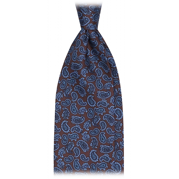 Viola Milano - Micro Paisley Italian Handrolled Silk Tie - Bronze - Handmade in Italy - Luxury Exclusive Collection