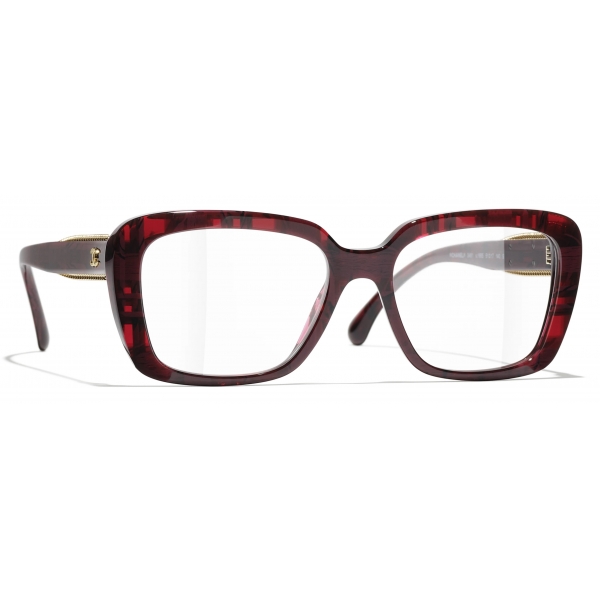 Chanel - Occhiali da Vista Quadrata - Rosso - Chanel Eyewear
