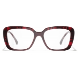 Chanel - Occhiali da Vista Quadrata - Rosso - Chanel Eyewear