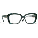 Chanel - Occhiali da Vista Quadrata - Verde Scuro - Chanel Eyewear