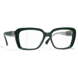 Chanel - Occhiali da Vista Quadrata - Verde Scuro - Chanel Eyewear