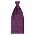 Viola Milano - Micro Pattern Selftipped Italian Silk Tie - Navy/Wine - Handmade in Italy - Luxury Exclusive Collection