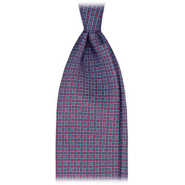 Viola Milano - Milanese Maillon Selftipped Silk Tie - Red/Sea - Handmade in Italy - Luxury Exclusive Collection