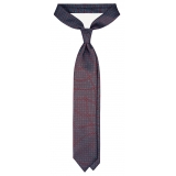 Viola Milano - Milanese Maillon Selftipped Silk Tie - Red/Sea - Handmade in Italy - Luxury Exclusive Collection