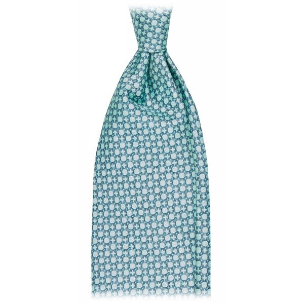 Viola Milano - Milanese Maillon Selftipped Silk Tie - Turquoise - Handmade in Italy - Luxury Exclusive Collection