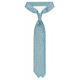 Viola Milano - Milanese Maillon Selftipped Silk Tie - Turquoise - Handmade in Italy - Luxury Exclusive Collection