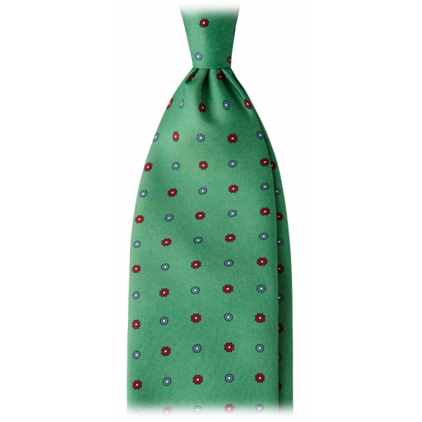 Viola Milano - Mixed Floral 3-Fold Selftipped Silk Tie - Apple - Handmade in Italy - Luxury Exclusive Collection