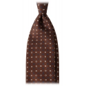 Viola Milano - Mixed Floral 3-Fold Handprinted Selftipped Silk Tie - Brown - Handmade in Italy - Luxury Exclusive Collection